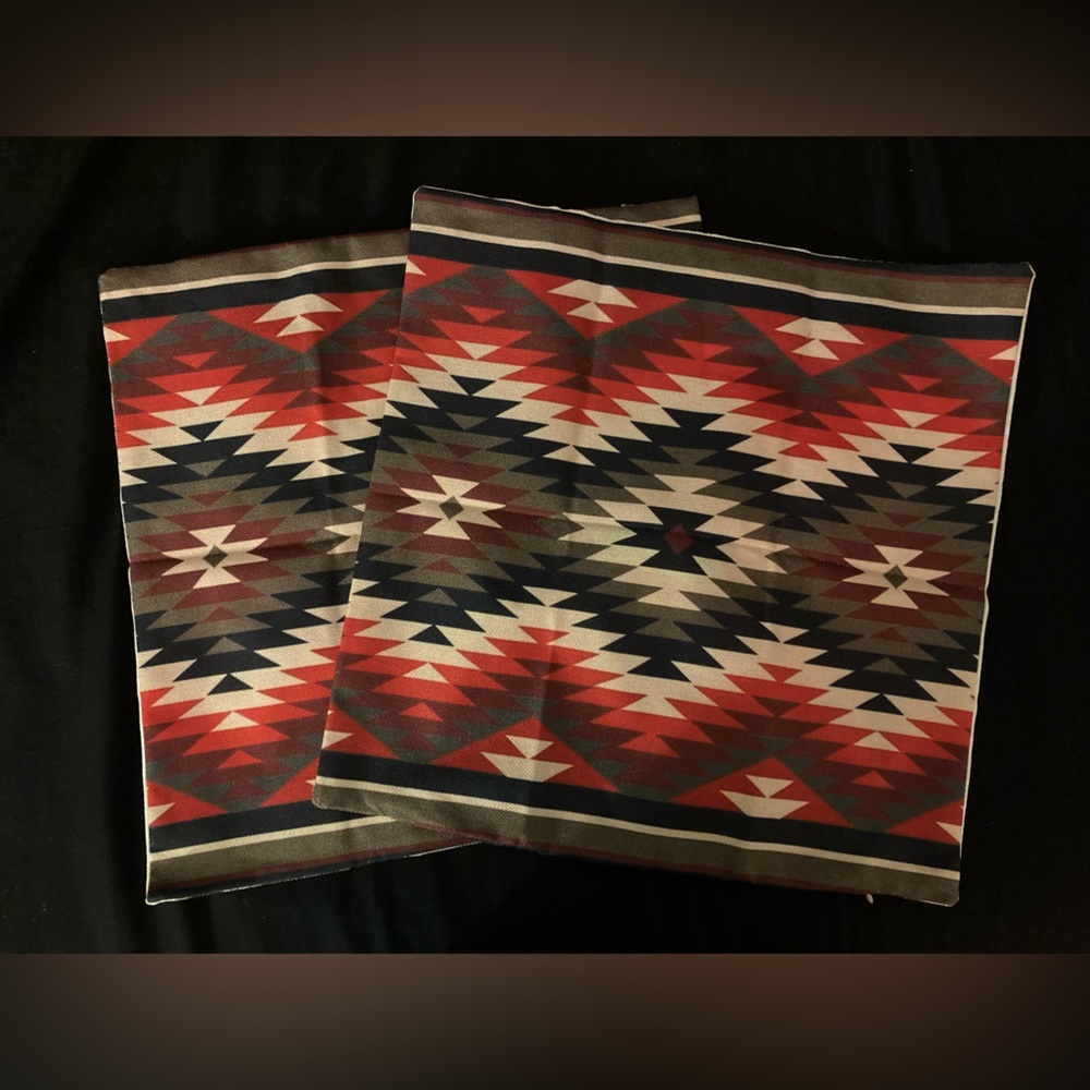 Set of two rustic southwestern Aztec boho Native American inspired pillowcases